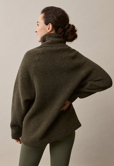 pull polaire allaitement vert avec fermeture éclair vue de dos marque boob design
