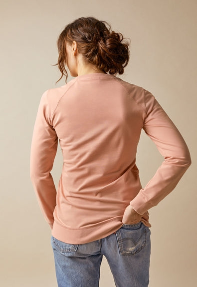 femme enceinte sweat-shirt allaitement et grossesse couleur rose vue de dos marque boob design