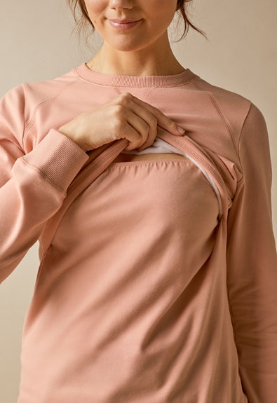 sweat-shirt allaitement et grossesse couleur rose vue de face marque boob design