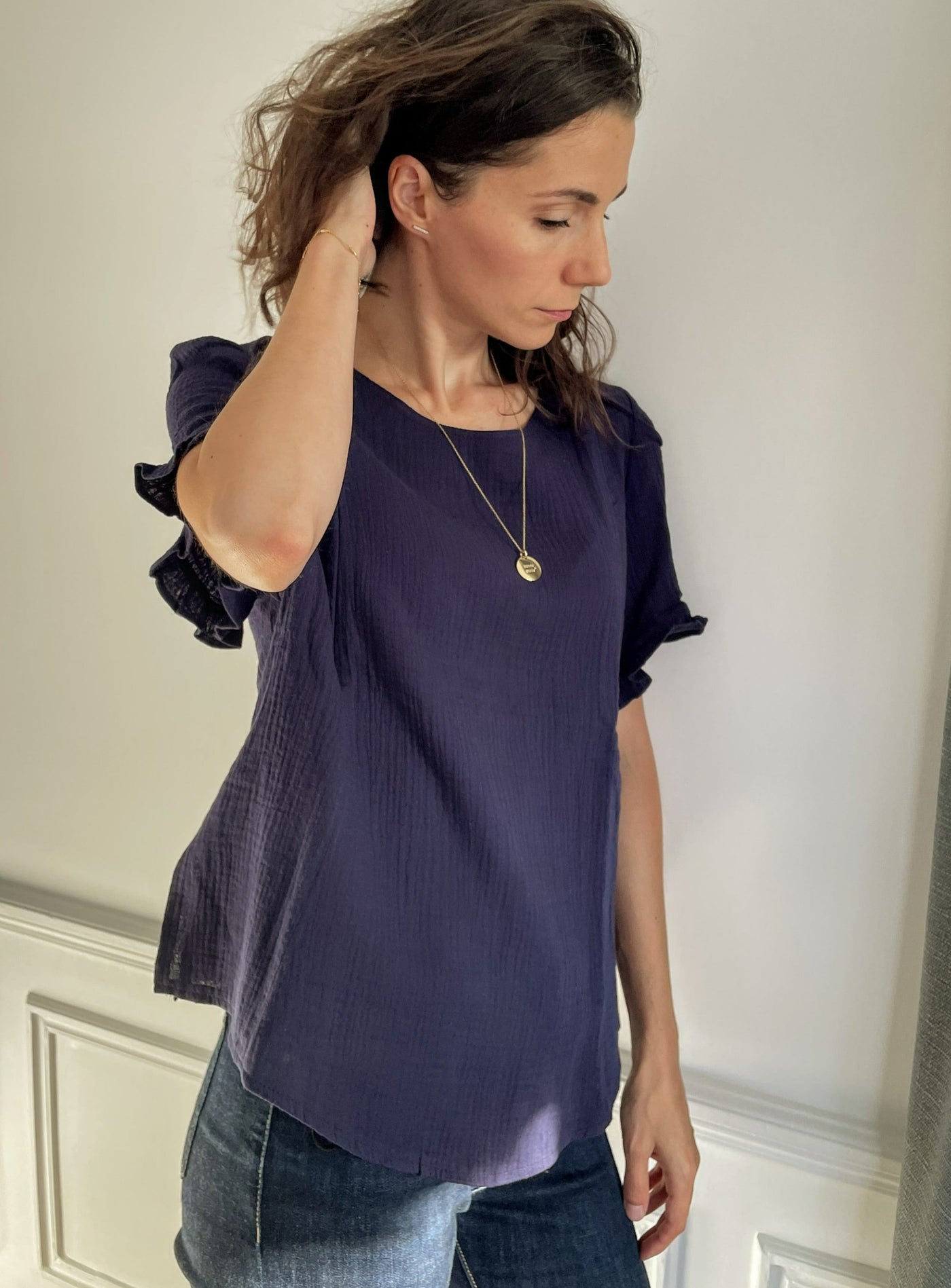 blouse allaitement bleu marine