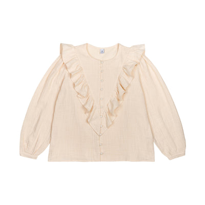 Face Blouse d'allaitement Miracle en gaze de coton certifié OEKO-TEX, coloris ivoire.