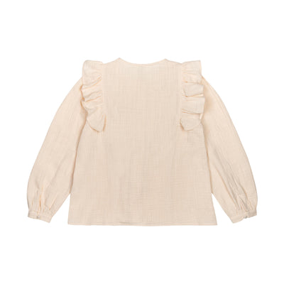 Dos Blouse d'allaitement Miracle en gaze de coton certifié OEKO-TEX, coloris ivoire.